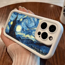 Esta funda de teléfono Van Gogh Starry Night es compatible con Apple  16E/15/14/13/12/11/Pro/PLUS/Pro Max/MINI, S/A/M/NOTE, S/G/EDGE/E, Transition Spark/HANTOM/CAMON/INFINIX, Honor 400/PLAY/X/Y, OPPO Reno/A/F, 14/Redmi/POCO/NOTE y otros modelos. Está hecha de TPU transparente, simple, elegante y duradero. Es ideal para San Valentín, Halloween, Navidad, para uso personal o como regalo. - Negro - Ver 5