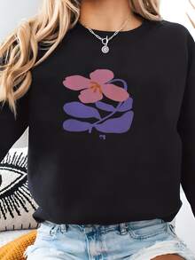 Women Plus Size Sports Sweatshirts - Black - View 2