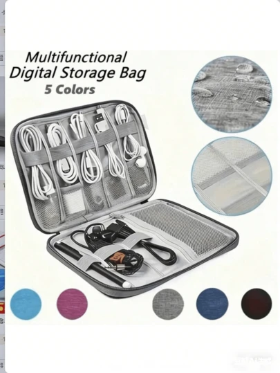 1pc Nylon Watch Band Storage Box, Organizer Case For Watch Bands, Cables, Travel Accessories, Smartwatch Straps, Compatible With Apple Watch Bands, Earphones, Cables, Chargers, Jewelry, Cosmetics And More (Random Interior Layout), Room Decor