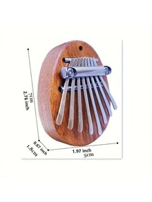 1pc Mini Kalimba Thumb Piano, 8-Key Wooden Thumb Piano Pendant With Hanging Rope, Instrument Gift For Friends, Valentine's Day, Adult Beginners - Multicolor - View 4