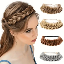 Woven Synthetic Hair Extensions, Natural Hair Extensions, Suitable For Braiding, Wide Fishbone Thigh Braided Elastic Loose Hair Band For Girls