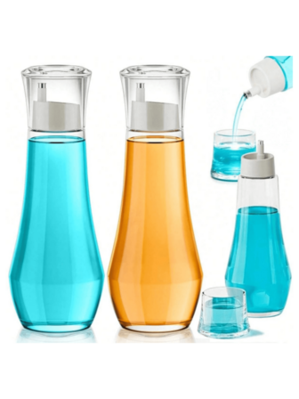 1个150毫升/260毫升玻璃漱口水瓶，适用于浴室，小巧透明，可重复灌装，带盖，可放置于台面，家居浴室装饰，秋季装饰，返校季装饰