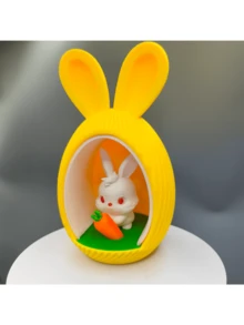 3D Printed Easter Bunny Egg Ornament - Cute Easter Home Decor Colorful 3D Printed Easter Bunny Figurine For Easter Decoration Easter Bunny Egg Shaped 3D Print - Festive Easter Party Ornament 3D Printed Rabbit Easter Egg Decor - Handmade Easter Keepsake