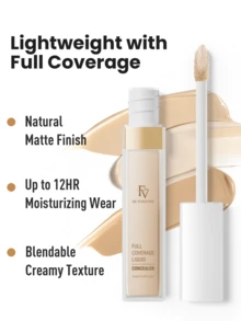 FV哑光液体遮瑕膏，有效遮盖黑眼圈、泛红、细纹和痘痘，轻盈配方，高遮瑕力，持久防水保湿，提亮肤色，打造无瑕妆容。品牌彩妆，面部彩妆，适合女性和女孩，冬季必备，Y2K时尚，生日、圣诞节礼物，派对必备，最佳颜色。 - Sand - 查看 4