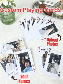 1pc,Custom Deck Of Cards, Personalized Photo Playing Cards With Box, Custom Couple Pictures And Family Photos Of Playing Cards, Table Game Cards,For Weddings, For Housewarming Living Room, Office, Tea Room, Home, New Job, Office Supplies,Unique Valentine's Day Gift Photo Gifts, Family Party Favors,Anniversary Gift - Multicolor - View 1