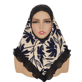 1個 女性用ファッショナブルで便利なヘッドスカーフ、マレーシア風プリントヘムヒジャブ