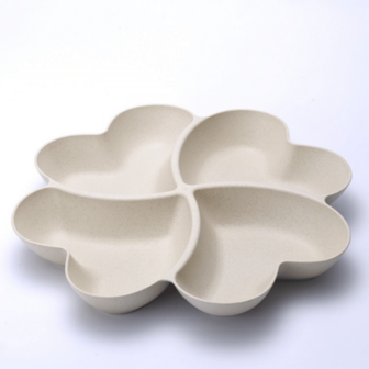 1 pieza Plato dividido con forma de corazón para frutas, caja de almacenamiento creativa, plato para aperitivos de frutas secas, plato dividido para dulces y postres, para decoración del hogar, sala de estar y mesa de té