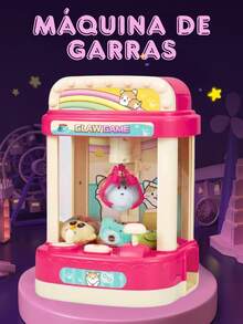 Mini máquina de garras para niños | Maquina electronica de dulces que funciona con monedas | Con música y luz | Divertida máquina de juegos para padres e hijos | Regalo - Rosa - Ver 2