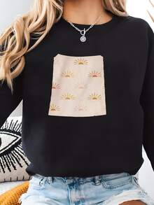 Women Plus Size Sports Sweatshirts - Black - View 1