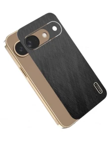 奢华电镀纹理条纹镜头保护手机壳，适用于 Pixel 10/9 Pro XL/8/7/6 Pro/9A/8A/7A/6A 5G，时尚简约商务保护套 - 黑色 - 查看 5