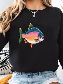 Trucha Arcoíris Tee Pesca Regalo Aventura Al Aire Libre Pescador De Agua Dulce Deportes Líneas Apretadas Sudadera - Negro - Ver 1