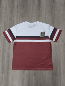 KOVSEE Men's Contrast Color R Letter Graphic Print Short Sleeve T-Shirt, Outdoor Sports Casual Daily Running Basketball Football Breathable Quick-Dry Fitness Tee, Single Piece, Gift For Boyfriend - Red and White - View 2