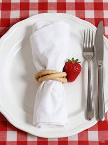 2pcs Wooden Napkin Rings, Suitable For Weddings, Christmas, Restaurants, Family Gatherings, Daily Use - Add Style To Your Dining Table - Multicolor - View 5