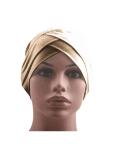 1件复古新款额头交叉套头帽，穆斯林内衬头巾，纯色回族小帽，适合时尚女性，耐用系带头巾 - 漁夫帽 - 查看 14