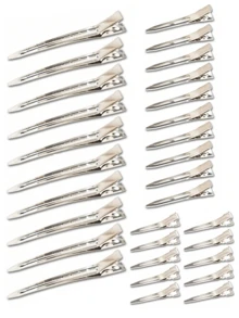 30/15/9/3件装金属鸭嘴发夹，女士造型分区，银色长发发夹，鳄鱼夹卷发器，适用于厚发卷发棒，沙龙，DIY蝴蝶结，爪夹，发爪，发夹，发卡，发饰，美发配件 - 彩色 - 查看 1