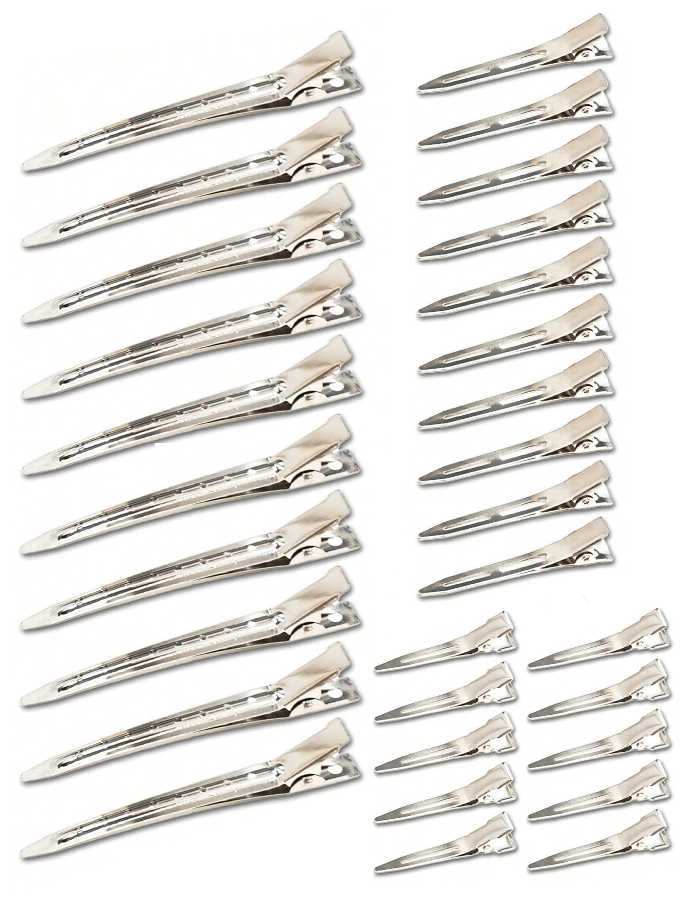 30/15/9/3件装金属鸭嘴发夹，女士造型分区，银色长发发夹，鳄鱼夹卷发器，适用于厚发卷发棒，沙龙，DIY蝴蝶结，爪夹，发爪，发夹，发卡，发饰，美发配件 - 彩色 - 查看 1