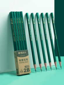 5pcs Classic Green Hexagonal Wooden Pencils, Student Exam Back To School Stationery, 2B HB 2B Exam Pencils, Answer Sheet Writing Drawing Supplies