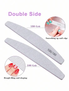 25Pcs Nail File, Double-Sided Nail Buffer Block, Professional Manicure Tools, Suitable For Shaping, Filing, And Polishing Nails.  Suitable For Women's Fingernails And Toenails, For Home And Salon Use. Nail Care Supplies. Nail Filing Strips, Cuticle Removal, Shaping And Filing, Polishing Strips, Manicure Set, Glass Nail File, Travel-Friendly, Portable, Individually Packaged, Men's Nail Care, Double-Sided Abrasive, Suitable For Manicure Beginners, Salon Use, Nail Care, Basic Manicure Tools. - 淡紫色 - 查看 5