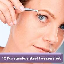 12pcs/Set Women's Eyebrow Tweezers - 3.5 Inch Stainless Steel Tweezers With Heart-Shaped Tips, Easy To Remove Eyebrow And Ingrown Hair - Compact Size, Suitable For Eyebrow Stylists And Beauty Enthusiasts,Giveaways,Travel,Cheap Stuff,Travel Essential - Silver - View 9