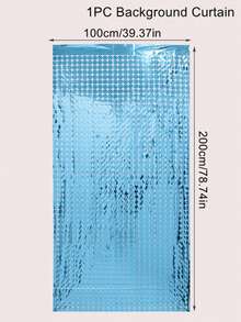 3片装蓝色方形塑料雨帘背景幕布，生日派对装饰，婚礼节日派对装饰，2025新年装饰，家居派对房间墙面背景用品，亮片雨帘，派对礼品，婴儿派对装饰 - 藍色 - 查看 9