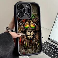 Esta funda con diseño de león reggae es compatible con Apple  16E/15/14/13/12/11/PRO/PLUS/PROMAX/MINI, S/A/M/NOTE, S/G/EDGE/E, Transition Spark/HANTOM/CAMON/INFINIX, Honor 400/PLAY/X/Y, OPPO Reno/A/F, 14/Redmi/POCO/NOTE y otros modelos. Está hecha de TPU transparente, simple, elegante y duradero. Es ideal para San Valentín, Halloween, Navidad, para uso personal o como regalo. - Negro - Ver 10