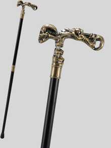 1pc Dual-Tone T-Shaped Skull High-End Walking Cane, Gothic Metal Material Fashion Civilized Stick, Detachable Casual Retro Cane, Suitable For Halloween, Cosplay, Performance, Elegant High-End British Gentleman Cane, Great For Daily Use Or As A Gift