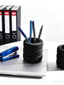 Tire-Shaped Pen Holder - Modern Black Desktop Organizer, Suitable For Ballpoint Pens And Markers, Lightweight And Durable, Ideal For Office Or Home Workspace, Office Supplies, Home Decor, Perfect Gift - Multicolor - View 12