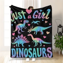 Just A Girl Who Loves Dinosaurs" Flannel Blanket - Colorful Dinosaur Design, Perfect Gift For Girls And Adults, Cozy All-Season Throw, 50"X40, Cozy Dinosaur Blanket | Playful Dinosaur Pattern | Flannel Polyester Fabric - 如圖所示 - 查看 11