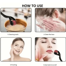 1pc 540 Needles 0.5mm Microneedle Roller, Suitable For Facial Skin Care, Hair Care And Other Beauty Purposes, Unisex Professional Microneedle Roller - Purple - View 4