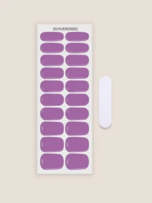 Miếng dán móng tay dạng gel Ured, gel nền trong suốt, 20 miếng/gói, cần đèn UV, chất lượng salon, bền lâu, ES20 bán sỉ xuyên biên giới, kiểu dáng giống miếng dán móng tay Red Book. - Màu tím hoa cà - Xem 3