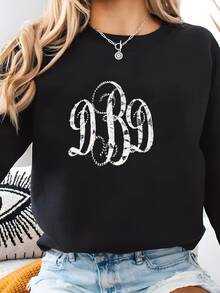 Women Plus Size Sports Sweatshirts - 黑色 - 查看 2