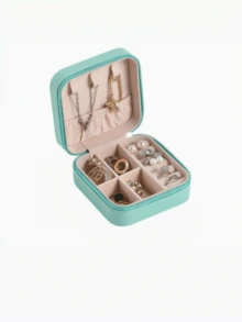 Beige Fabric Lined Travel Jewelry Box, Zipper Closure & Soft Padded Interior - Bridesmaid Proposal Gift, Mother's Day Birthday Gift, Women's Jewelry Box, Classic Design, High-Quality Lining, Bridal Party Jewelry Case, Makeup Room Decor - Multicolor - View 13