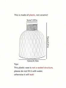 2pcs/Set Sturdy Plastic Macrame Flower Vase, Suitable For Decoration In Dining Room, Living Room, Balcony, Cafe, Bedroom, Study, Party, Valentine's Day Gift, Plastic Vase For Holding Water - Pink - View 4