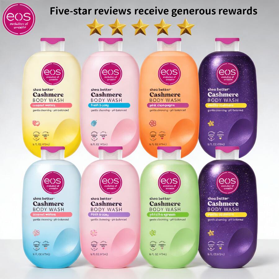 Eos Shea Better Cashmere Body Wash, Fresh & Cozy, Moisturizing, PH Balanced Bodyy Wash, Creamy Gel Formula, Paraben & Phthalate Free, Sensitive Skin, 16 Fl Oz, Body Care, Shower Routine, Self Care, Beauty Essentials, Skincare, Bathroom Essentials, Daily Essentials, Smells Good, Personal Care, Viral Products [Shower Gel, Body Cream, Eos, Multiple Flavors Available, Shea Butter, Cleansing] - multi-flavor - 查看 1