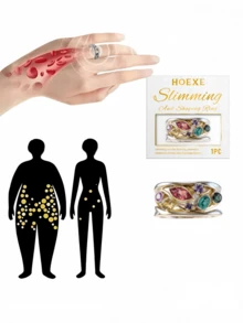 1pc Fashion Crystal Quartz Ion Ring, Therapeutic, Slimming, Lymphatic Drainage, Minimalist Jewelry, Asymmetric Geometric Design Multi-Color Gemstone Multi-Layer Colorful Ring, Jewelry Photography, Proposal Ceremony, Wedding Supplies, Jewelry Store Display - Red Jewelry Box - View 1