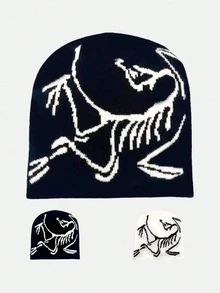 2pcs/Set Personalized Jacquard Knit Beanie Hats