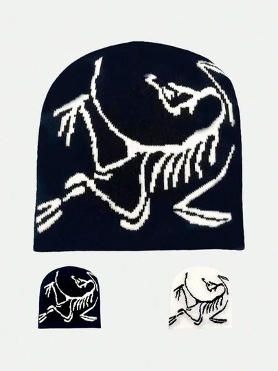 2pcs/Set Personalized Jacquard Knit Beanie Hats