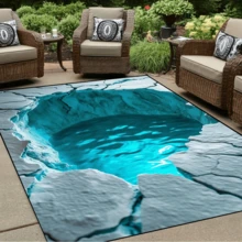 1 Stück 3D Pool Illusion Teppich - rutschfest, fusselarm, wasserdicht, strapazierfähiger Polyesterfaser-Teppich für Wohnzimmer, Schlafzimmer, Badezimmer, Küche, Innenraumdekoration, maschinenwaschbar