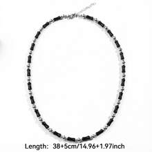 Natural Stone Black Bamboo Knot Necklace, Minimalist Design, Unique Beaded Necklace, Fade-Resistant, Perfect Gift For Festivals, Vacations, Concerts - 1pc - View 3