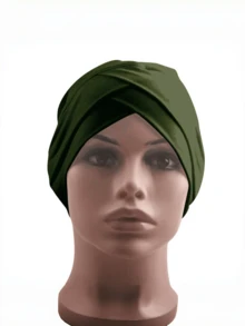 1件复古新款额头交叉套头帽，穆斯林内衬头巾，纯色回族小帽，适合时尚女性，耐用系带头巾 - 漁夫帽 - 查看 15