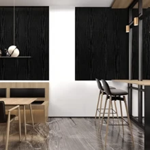 1卷自粘可移除木纹乙烯基壁纸，复古砖木图案，随机设计，适用于厨房台面、橱柜改造、客厅装饰墙、书桌、卧室家具、门板颜色改变装饰 - 黑色 - 查看 7