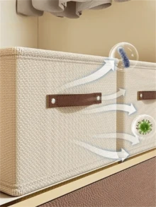 1pc Thick Oxford Cloth Foldable Drawer Style Storage Box, Space-Saving Wardrobe Organizer With Handle And Reinforced Frame, Suitable For Jeans, Shirts And Blankets, Drawer Organizer, Under Bed Storage - Beige - View 2