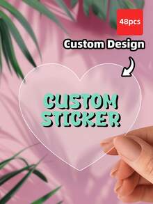 1-180张定制贴纸 - 个性化心形贴纸，透明、防水、防油，可打印任何照片和文字，装饰性感谢贴纸，彩色标签，是家居、商务、企业礼品、礼品包装的理想之选，适合男士、女士、儿子、女儿、家人、朋友，独特的礼物，非常适合周年纪念日、生日、情人节、商务活动和日常使用。 - 多色2 - 查看 22