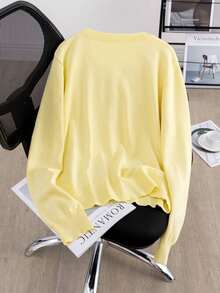 Elegant Minimalist Embroidered Knit Cardigan, Versatile For Spring And Autumn - Yellow - View 2