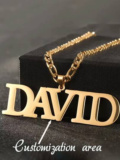 Anpassningsbart namnhalsband i silver och guld i rostfritt stål - Personligt handskrivet namnhänge, snyggt och enkelt halsband i hiphop-stil för män och kvinnor, ett perfekt personligt smycke i present till honom/henne.