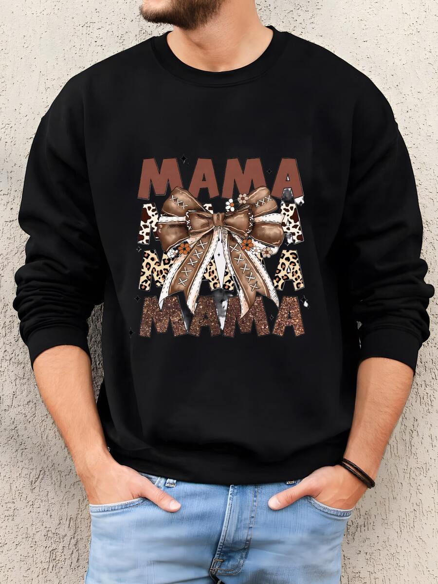 Mens Mamá De Fútbol Con Cuello De Tripulación De Arco - Sudadera De Fútbol -trending Sudadera De Fútbol - Sudaderas Personalizadas De Fútbol Mamá Sudadera - Regalo De Mamá Sudadera - Negro - Ver 1
