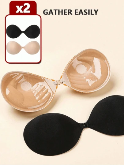 1pc Strapless Invisible Adhesive Gel Bra, 3cm Padded For Extra Support And Lift, With Adhesive Breast-Lifting Tape, Suitable For Small Busts And Nipple Covers, Perfect For Wedding Dresses And Formal Gowns.