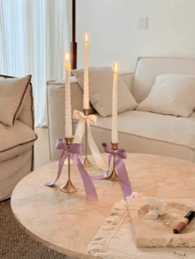 Brass-Tone Metal Conical Candle Holder, Vintage Modern Decorative Centerpiece, Suitable For Fireplace, Wedding, Party, Housewarming, Birthday, Graduation, Cozy Home, Ramadan Dinner Table, Mother's Day, Party Supplies, Fine Dining, Wedding Decor, Ramadan Candle Holder, Romantic Valentine's Day Candle Holder - Multicolor - View 2