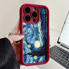 Esta funda de teléfono Van Gogh Starry Night es compatible con Apple  16E/15/14/13/12/11/Pro/PLUS/Pro Max/MINI, S/A/M/NOTE, S/G/EDGE/E, Transition Spark/HANTOM/CAMON/INFINIX, Honor 400/PLAY/X/Y, OPPO Reno/A/F, 14/Redmi/POCO/NOTE y otros modelos. Está hecha de TPU transparente, simple, elegante y duradero. Es ideal para San Valentín, Halloween, Navidad, para uso personal o como regalo. - Burdeos - Ver 10