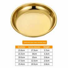 银色不锈钢圆形浅盘 易清洁食品容器 户外露营托盘 防锈野餐小吃盘 甜点盛盘 - 彩色 - 查看 7